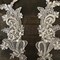 1 Pair of Metallic Gray Lace with Silver Pearls Applique Pair 8.5 x 3.5 Inch for Bridal and Costume Embellishment